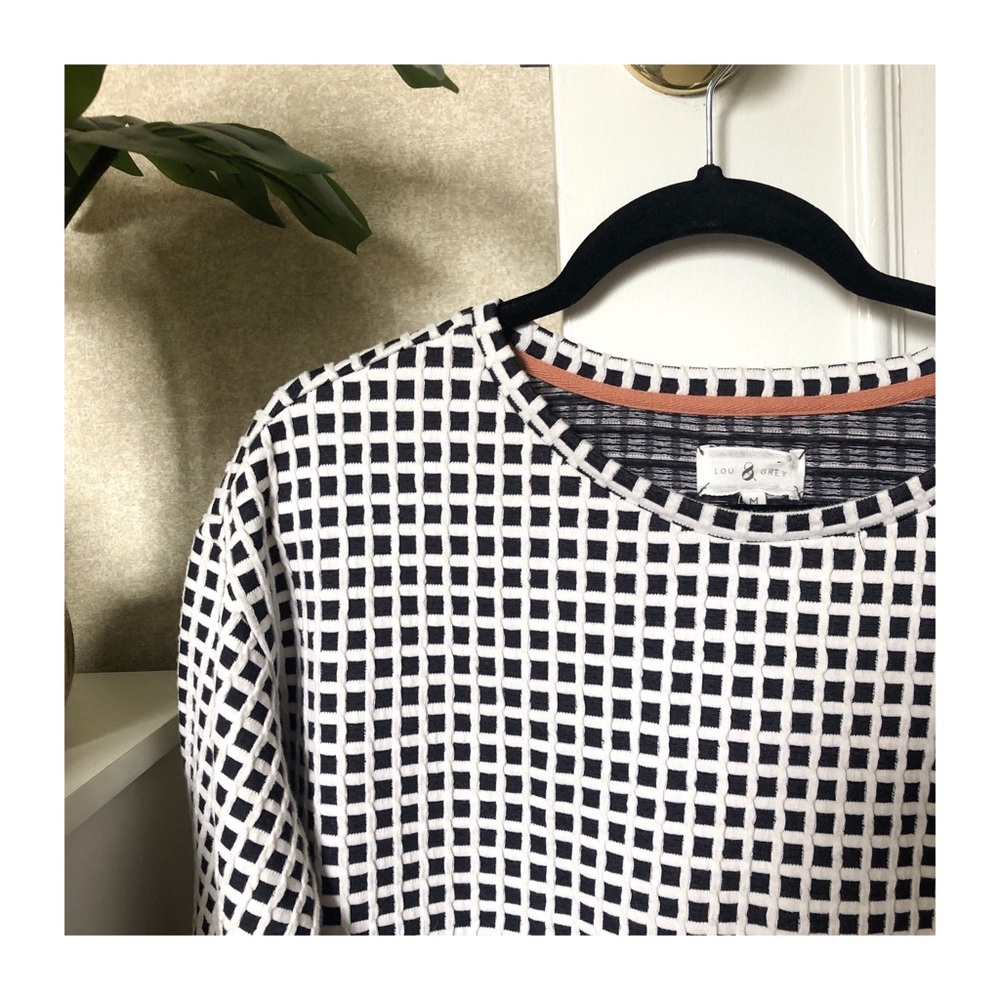 NWOT-LOU & GREY Window Pane Light Pullover Sweater - Picture 3 of 6